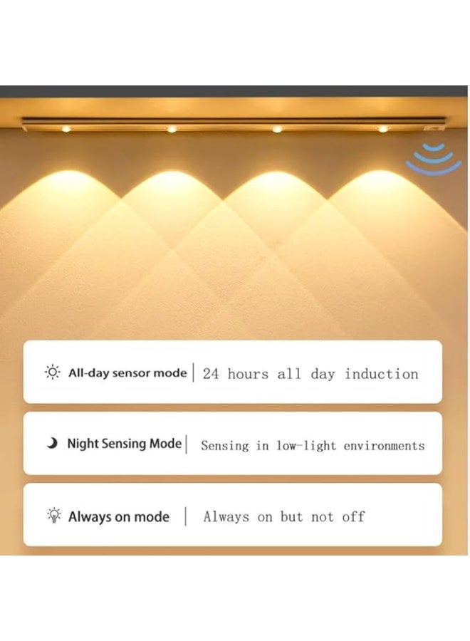 مصباح LED يعمل بمستشعر حركة أسفل الخزانة، تصميم مسار خطي، فضي، 5 مصابيح - Image 4