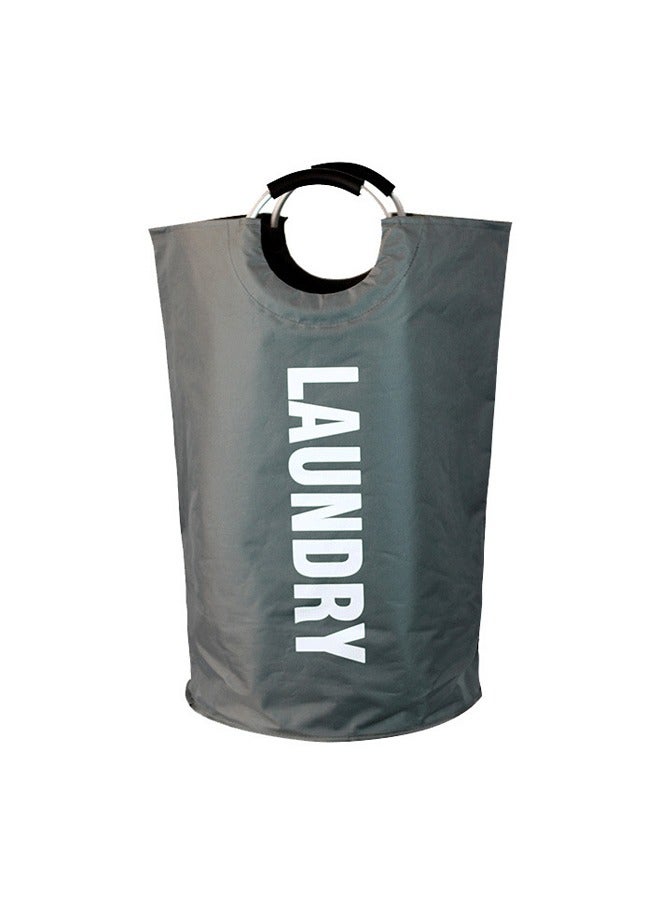 Large Capacity Oxford Cloth Laundry Hamper Foldable Aluminum Ring Laundry Basket Toy Storage Bag Gray 112L 