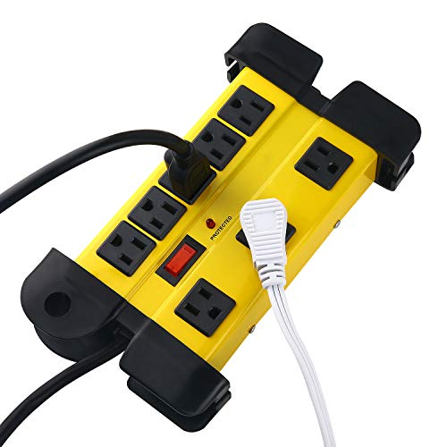 CCCEI Heavy Duty Surge Protector - 8 Outlet Power Strip with 1200 Joules, Metal with 6FT Extension Cord and Wide Spaced, Yellow - Image 5