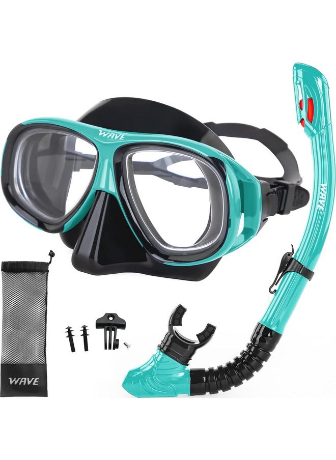 Wave Nearsighted Snorkel Gear, Nearsighted Dry Snorkel Mask Set For Adult Youth, Nearsighted Anti Fog Diving Mask With Detachable Camera Mount & Adjustable Strap For Scuba Diving, Snorkeling, Freediving  - Image 1