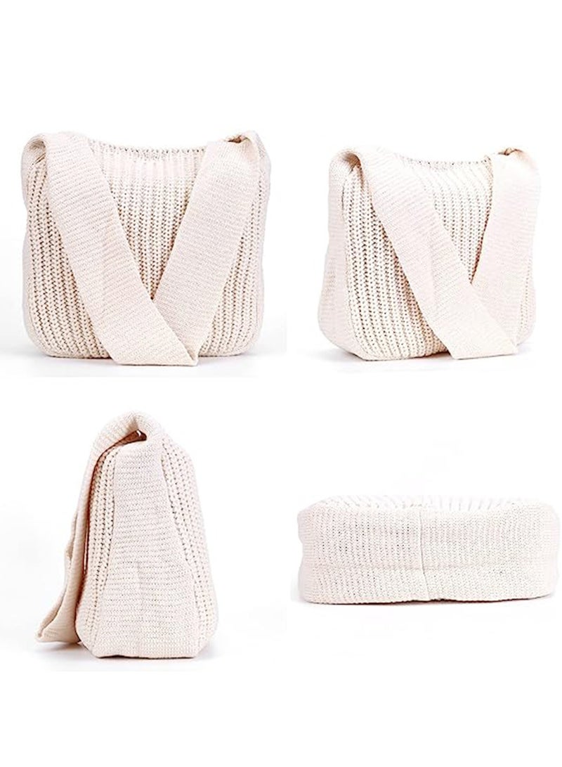 Excefore حقيبة توت كروشيه، حقيبة يد نسائية، حقيبة محبوكة فاخرة، حقيبة تسوق كبيرة للمدرسة والعمل، التسوق، عطلات نهاية الأسبوع، السفر أبيض - Image 4