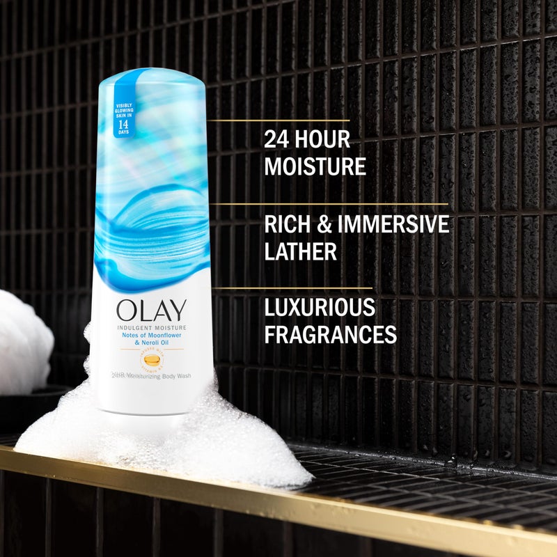 Olay Body Wash for Women, Indulgent Moisture, 24hr Moisturizing & Nourishing Formula, Infused with Vitamin B3 Complex, Luxurious Fragrances, Moonflower & Neroli Oil Scent, 20 fl oz - Image 2