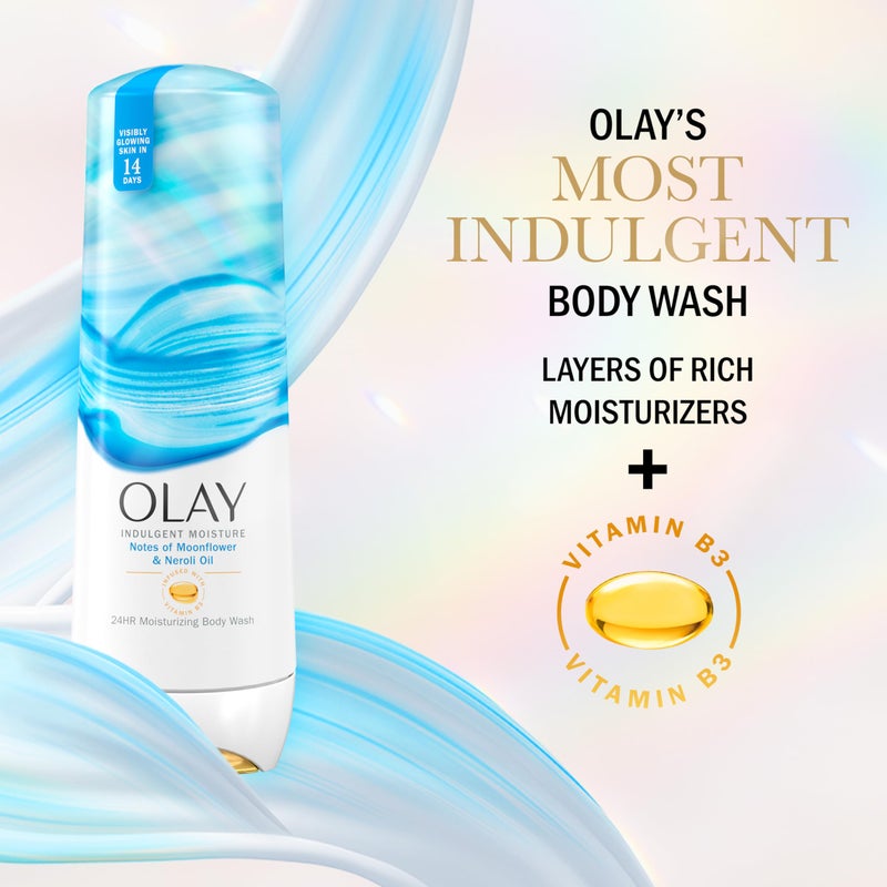Olay Body Wash for Women, Indulgent Moisture, 24hr Moisturizing & Nourishing Formula, Infused with Vitamin B3 Complex, Luxurious Fragrances, Moonflower & Neroli Oil Scent, 20 fl oz - Image 5