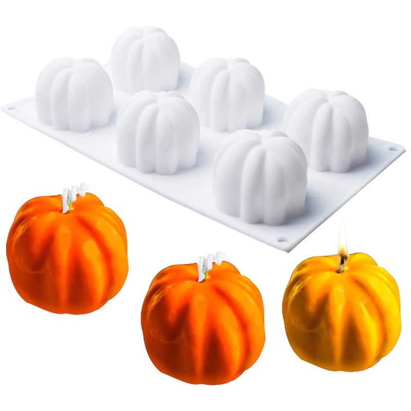 U/D Silicone Molds Baking for Mousse Cake, Halloween Pumpkin Shape, 6-Cavity, 3D Baking Molds Dessert Molds for Pastry Truffle Pudding Jelly Cheesecake - Image 1
