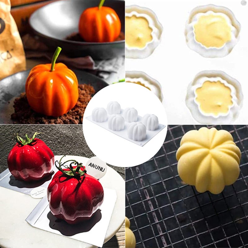 U/D Silicone Molds Baking for Mousse Cake, Halloween Pumpkin Shape, 6-Cavity, 3D Baking Molds Dessert Molds for Pastry Truffle Pudding Jelly Cheesecake - Image 2