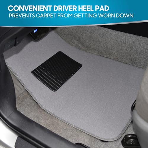 BDK Premium Light Gray Carpet Floor Mats for Cars - Universal Fit Interior 4-Piece Car Mats Full Set with Vinyl Heel Pad Protector - Cute Car Accessories Interior Floor Covers for SUVs & Trucks - Image 2
