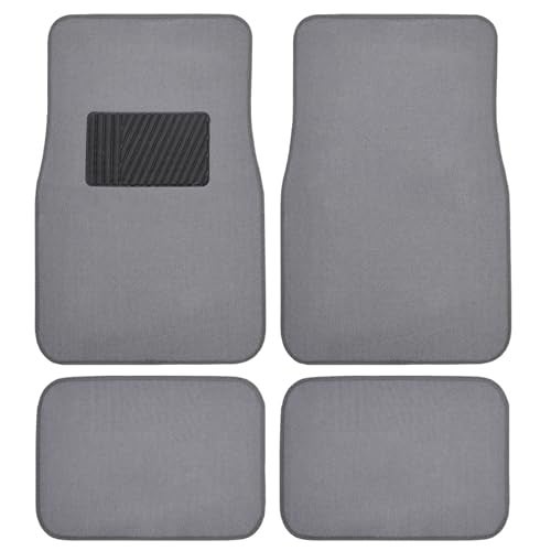 BDK Premium Light Gray Carpet Floor Mats for Cars - Universal Fit Interior 4-Piece Car Mats Full Set with Vinyl Heel Pad Protector - Cute Car Accessories Interior Floor Covers for SUVs & Trucks - Image 1