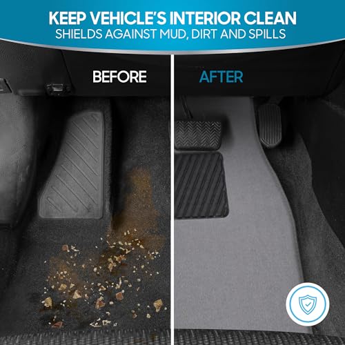 BDK Premium Light Gray Carpet Floor Mats for Cars - Universal Fit Interior 4-Piece Car Mats Full Set with Vinyl Heel Pad Protector - Cute Car Accessories Interior Floor Covers for SUVs & Trucks - Image 4