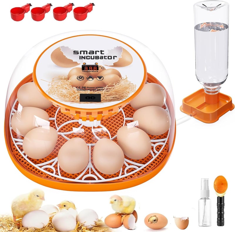 Viowey 12 Egg Incubator with Automatic Egg Turning and Temperature Control Automatic Water Adding LED Egg Candler Incubators for Hatching Eggs Chickens Ducks Quail - Image 2