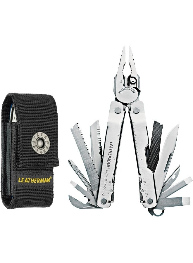 LEATHERMAN, Super Tool 300 Multitool with Premium Replaceable Wire Cutters and Saw, Stainless Steel with Nylon Sheath - Image 1
