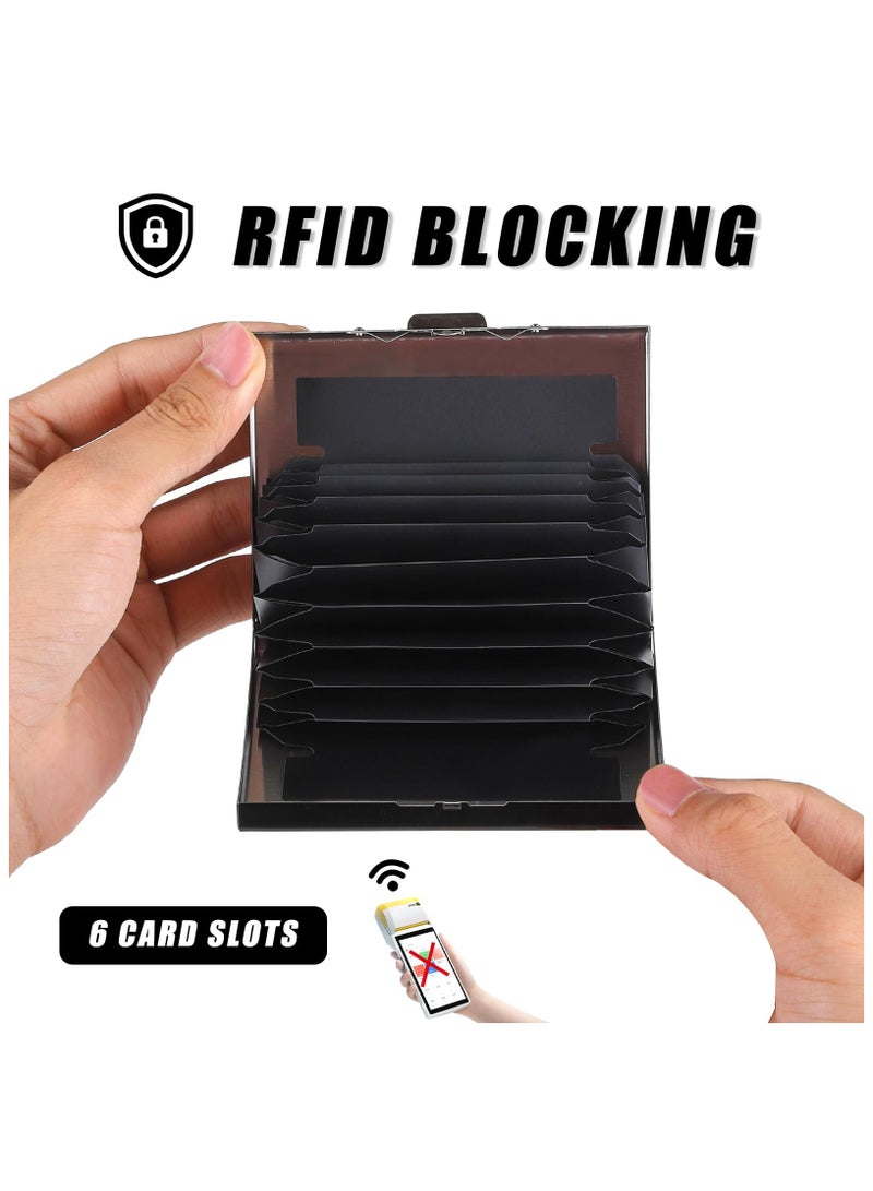 SOLARAE Business Card Holder, Stainless Steel Business Name Card Case for Men & Women, RFID Blocking Credit Card Holder Slim Metal Business Card Wallet Pocket, Buckle Style Shut for Travel and Work (Black) - Image 3