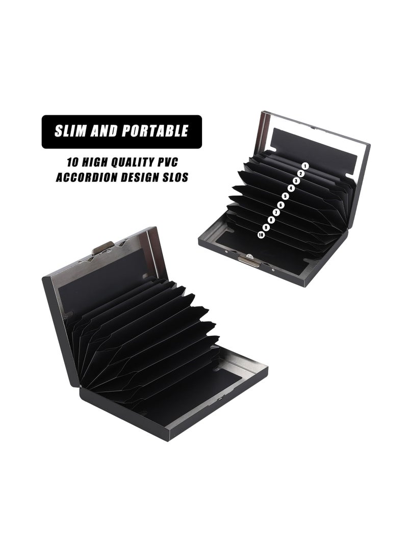 SOLARAE Business Card Holder, Stainless Steel Business Name Card Case for Men & Women, RFID Blocking Credit Card Holder Slim Metal Business Card Wallet Pocket, Buckle Style Shut for Travel and Work (Black) - Image 4