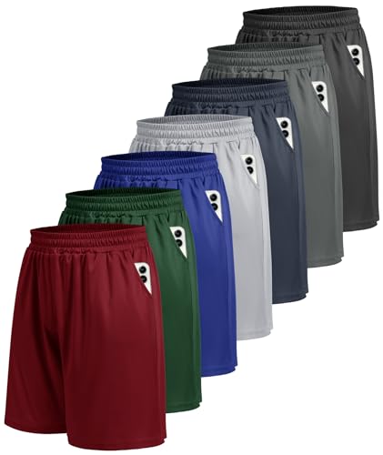 BOOJO 7 Pack Athletic Gym Mens Shorts - Workout Black Quick Dry Basketball Shorts with Pockets for Running Casual Activewear - Image 1