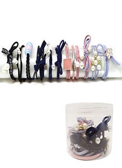 HONBAY Fashion Hair Accessories 12Pcs Korean Cute Elastic Hair Ties Pearl Hair Bands Bowknot Hair Ropes Ponytail Holders (Mixed Colors)  - Image 1