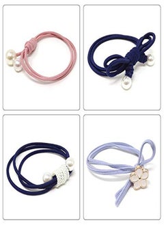 HONBAY Fashion Hair Accessories 12Pcs Korean Cute Elastic Hair Ties Pearl Hair Bands Bowknot Hair Ropes Ponytail Holders (Mixed Colors)  - Image 4