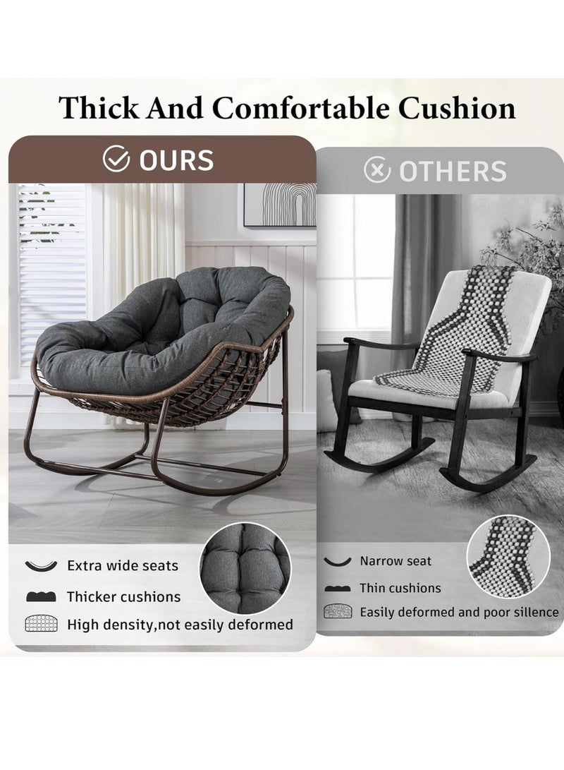 Wooden Twist Wooden Twist Indoor Outdoor Comfy Wicker Lounge Rocking Chair (Dark Grey) - Image 5