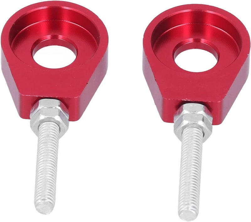 woobles Chain Tensioner Adjuster 2pcs 0.5in Motorcycle Chain Axle Tensioner Adjusters Aluminum Universal for Motorcycles Mountain Bikes(red) red - Image 1