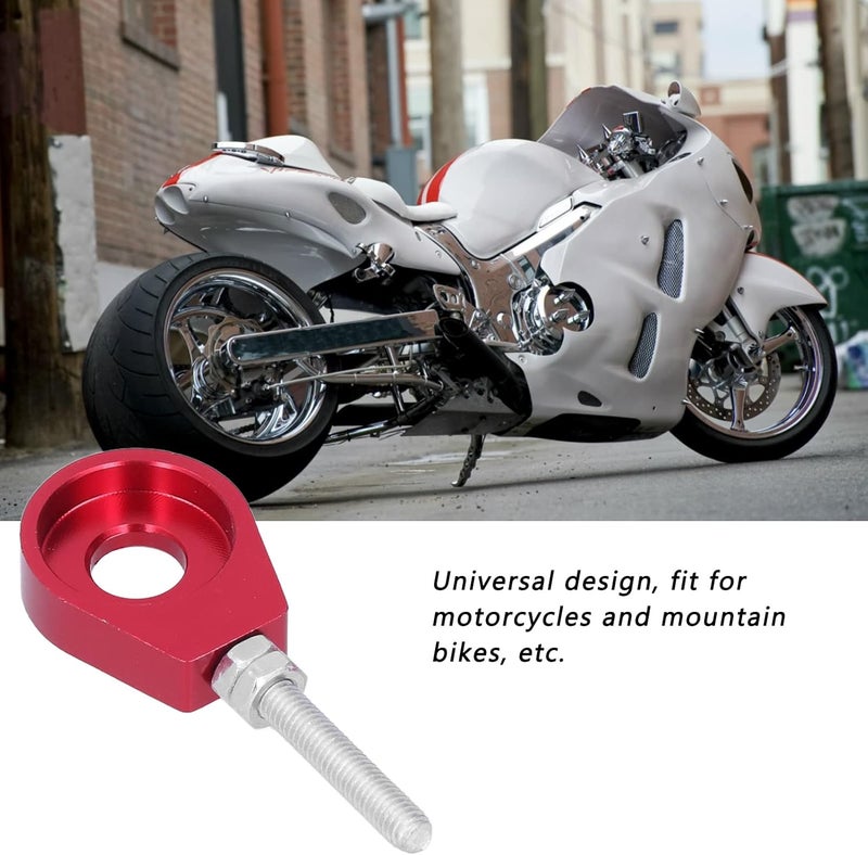 woobles Chain Tensioner Adjuster 2pcs 0.5in Motorcycle Chain Axle Tensioner Adjusters Aluminum Universal for Motorcycles Mountain Bikes(red) red - Image 2