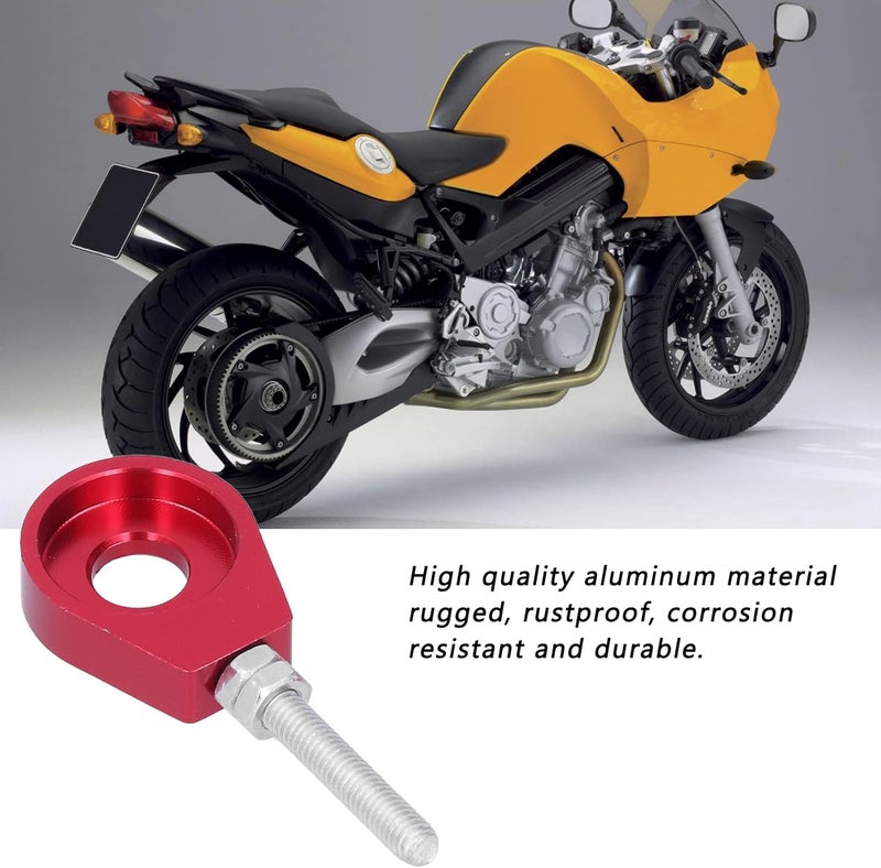 woobles Chain Tensioner Adjuster 2pcs 0.5in Motorcycle Chain Axle Tensioner Adjusters Aluminum Universal for Motorcycles Mountain Bikes(red) red - Image 3