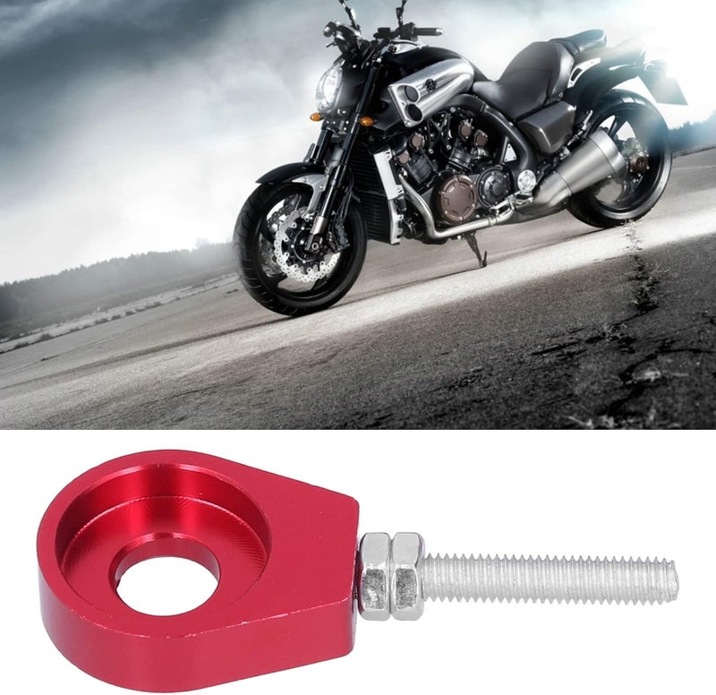 woobles Chain Tensioner Adjuster 2pcs 0.5in Motorcycle Chain Axle Tensioner Adjusters Aluminum Universal for Motorcycles Mountain Bikes(red) red - Image 4