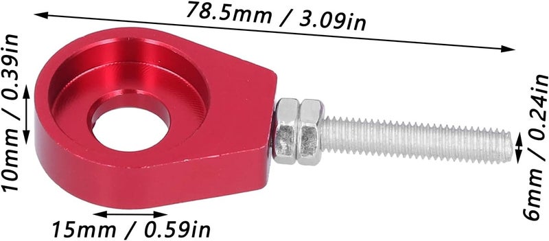 woobles Chain Tensioner Adjuster 2pcs 0.5in Motorcycle Chain Axle Tensioner Adjusters Aluminum Universal for Motorcycles Mountain Bikes(red) red - Image 5
