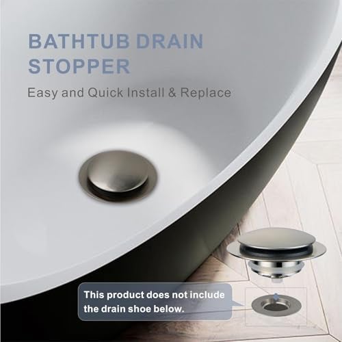 HIDROP Brushed Bathtub Drain Stopper,Universal Pop Up Bath Drain, Hidrop Tip Toe Tub Drain Stopper,Conversion Kit Assembly, Replaces Lift and Turn,Tip-Toe and Trip Lever drains for Tub, EZ Install(Brushed) - Image 3