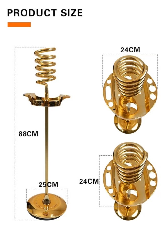 هونج كونج حامل مجفف شعر أرضي ثابت مع قاعدة معدنية (ذهبي) - Image 3