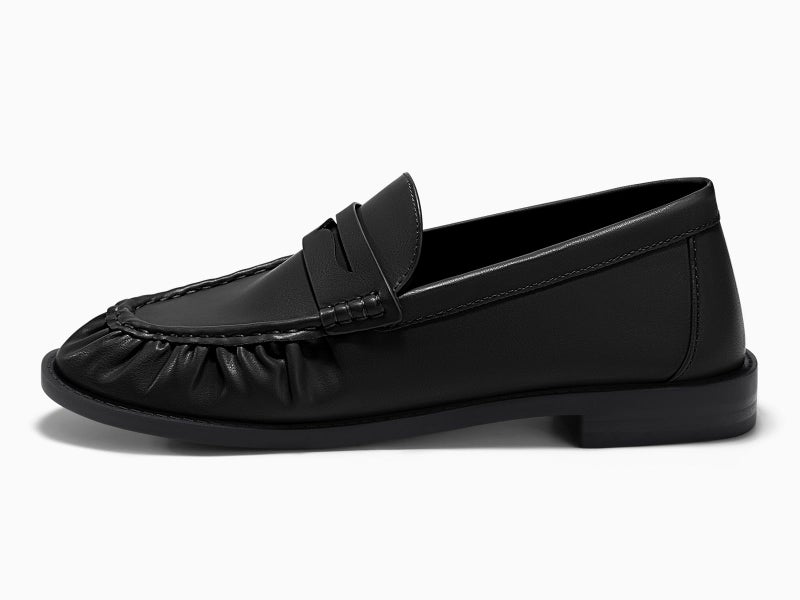 Coutgo Penny Loafers for Women Comfortable Slip on Shoes Closed Toe Dressy Casual Work Flats, Black, Size 6.5 - Image 3