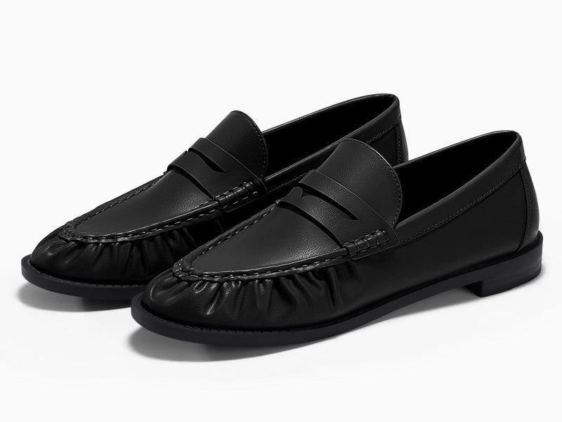 Coutgo Penny Loafers for Women Comfortable Slip on Shoes Closed Toe Dressy Casual Work Flats, Black, Size 6.5 - Image 5