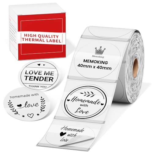 Memoking Round Transparent M100 M110 Thermal Labels 1.57"(40mm) - Clear Adhesive Stickers, Compatible with Phomemo M110/M100/M220/M250/M260 Printers, Durable & Weather-Resistant, 180PCS for Barcode, DIY Logo - Image 1