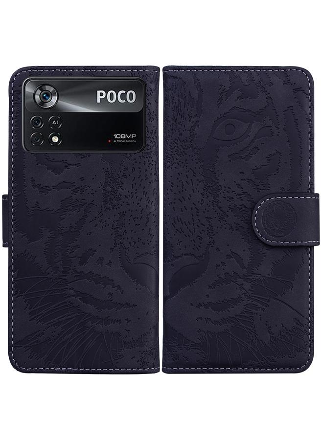 Case For Xiaomi Poco X4 Pro 5G Tiger Embossing Pattern Horizontal Flip Leather Phone Case