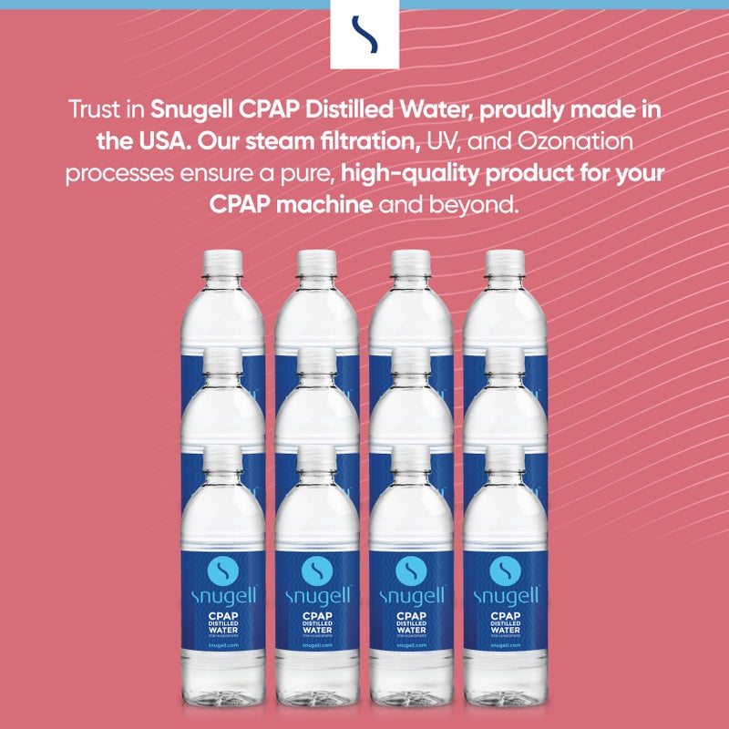 Snugell Distilled Water for CPAP Machines - Travel Size Bottles, Clean Multi-Use Hydration - Made in USA, Up to 30 Days Supply - 16.9 Fl Oz (Pack of 12) - Image 5