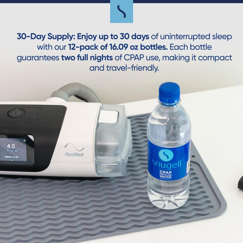 Snugell Distilled Water for CPAP Machines - Travel Size Bottles, Clean Multi-Use Hydration - Made in USA, Up to 30 Days Supply - 16.9 Fl Oz (Pack of 12) - Image 3