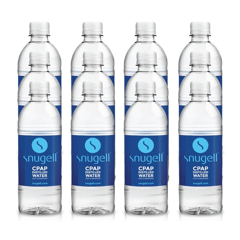 Snugell Distilled Water for CPAP Machines - Travel Size Bottles, Clean Multi-Use Hydration - Made in USA, Up to 30 Days Supply - 16.9 Fl Oz (Pack of 12) - Image 1
