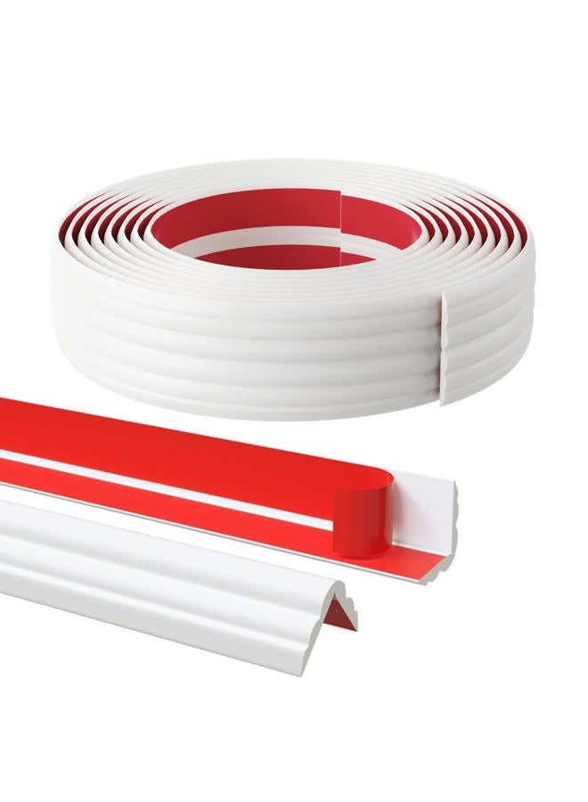 Pluden Flexible Inside & Outside Corner Trim Moulding, Peel and Stick Wall Molding Trim, Wall Corner Protector, Self Adhesive Corner Guards & Caulk Strip for Wall Edge Corner, Floor Window Door Ceiling - Image 1