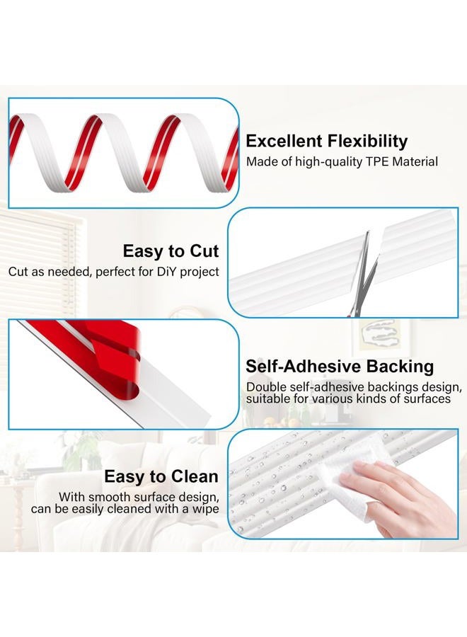 Pluden Flexible Inside & Outside Corner Trim Moulding, Peel and Stick Wall Molding Trim, Wall Corner Protector, Self Adhesive Corner Guards & Caulk Strip for Wall Edge Corner, Floor Window Door Ceiling - Image 3