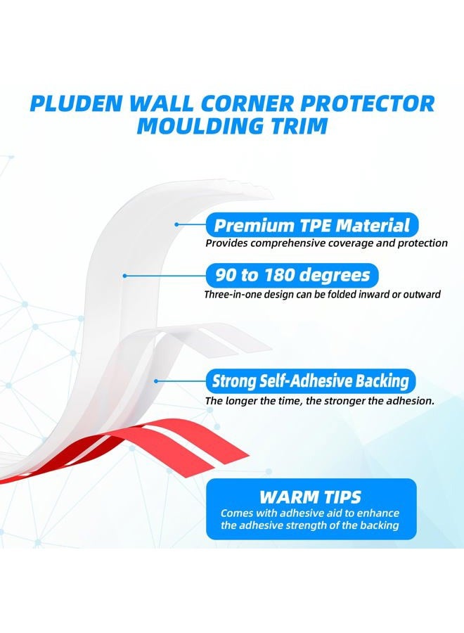Pluden Flexible Inside & Outside Corner Trim Moulding, Peel and Stick Wall Molding Trim, Wall Corner Protector, Self Adhesive Corner Guards & Caulk Strip for Wall Edge Corner, Floor Window Door Ceiling - Image 2