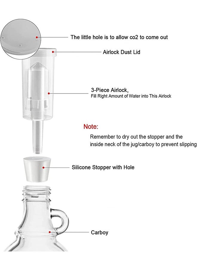 Arabest 5 Set Fermentation Airlock Kit with Jar Grommet & Carboy Jug Bottle Bucket Drilled Silicone Stopper, Home Brewing Preservation Airlock  - Image 4