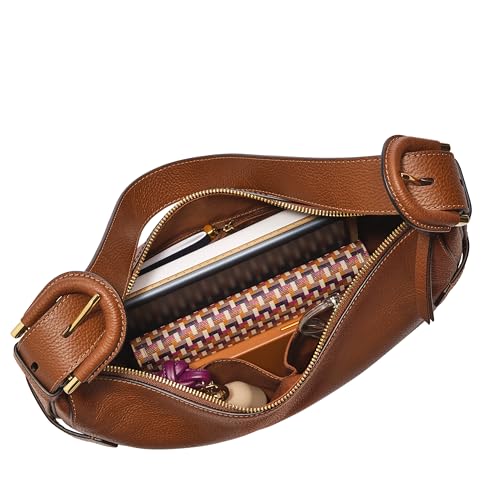 Fossil Women's Harwell Leather Hobo Purse Handbag, Brown (Model: ZB1847200) - Image 3