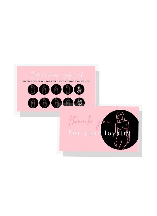 Boutique Marketing LLC Boutique Marketing Body Contouring Loyalty Discount Cards | 50 Pack | 2X3.5” Inch Business Card Size | Pink Card Design  - Image 2