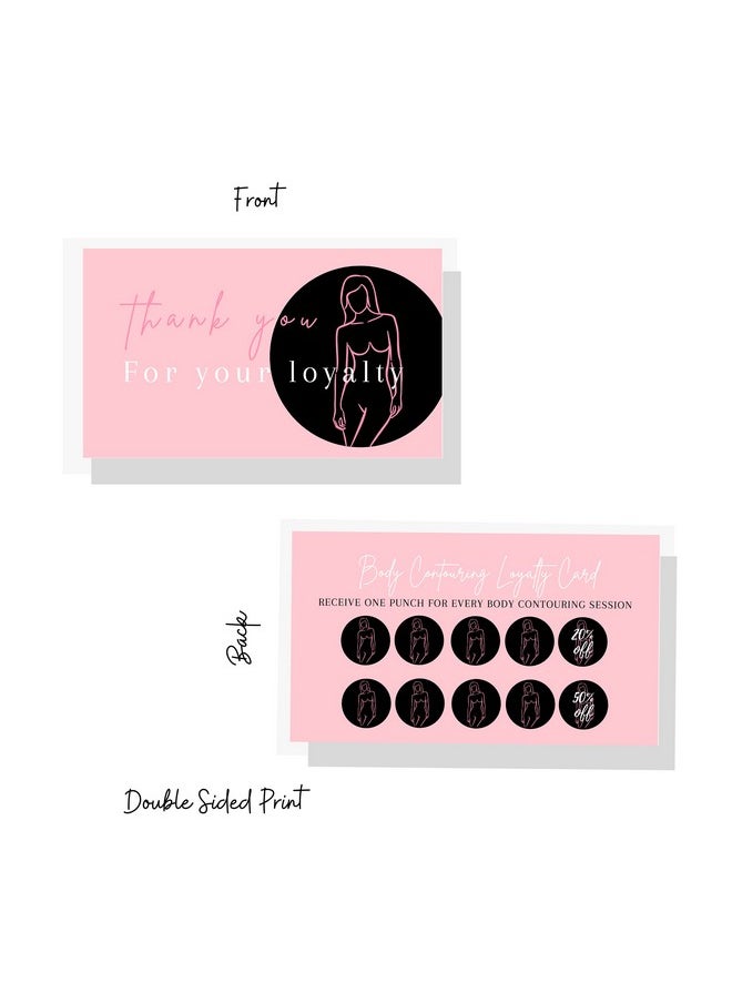 Boutique Marketing LLC Boutique Marketing Body Contouring Loyalty Discount Cards | 50 Pack | 2X3.5” Inch Business Card Size | Pink Card Design  - Image 4