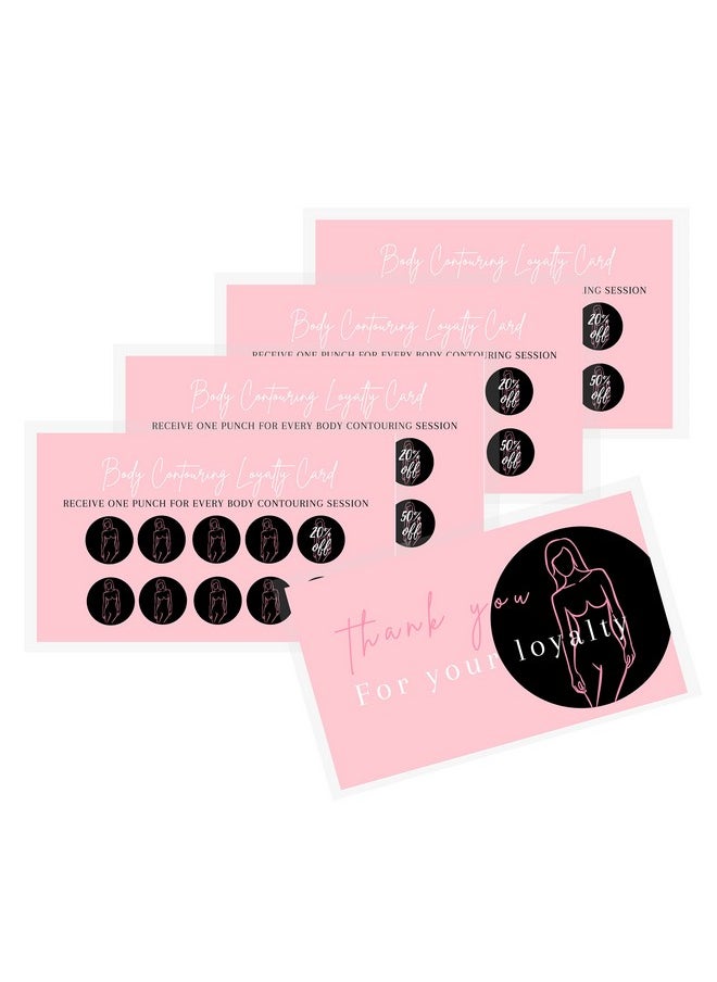 Boutique Marketing LLC Boutique Marketing Body Contouring Loyalty Discount Cards | 50 Pack | 2X3.5” Inch Business Card Size | Pink Card Design  - Image 5