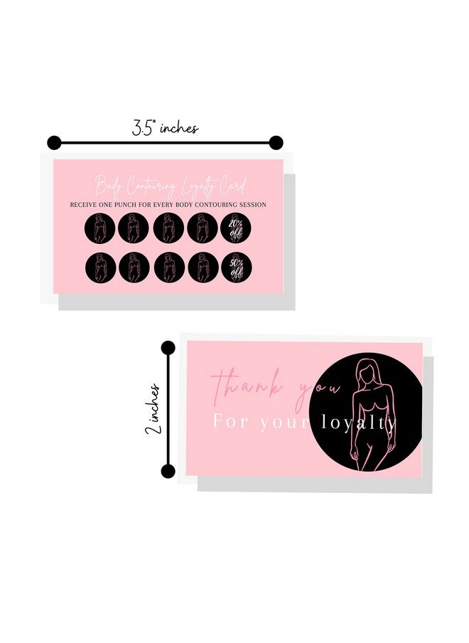 Boutique Marketing LLC Boutique Marketing Body Contouring Loyalty Discount Cards | 50 Pack | 2X3.5” Inch Business Card Size | Pink Card Design  - Image 3
