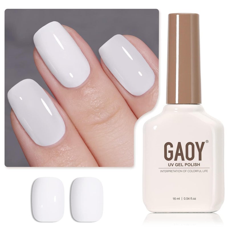 GAOY White Gel Nail Polish 16ml Color 1002 Soak Off UV Light Cure Gel Polish for French Tips Nail Art DIY Manicure at Home
