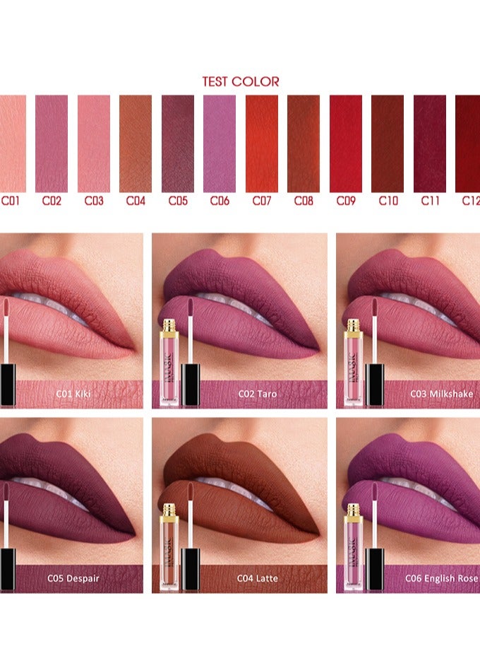 إيماجيك ملمع الشفاه IMAGIC Velvet | 12 لونًا نابضًا بالحياة | تركيبة تدوم طويلاً وذات تصبغ عالي | أداة وضع ناعمة لسهولة الاستخدام (C08 MUD 7 مل) - Image 3