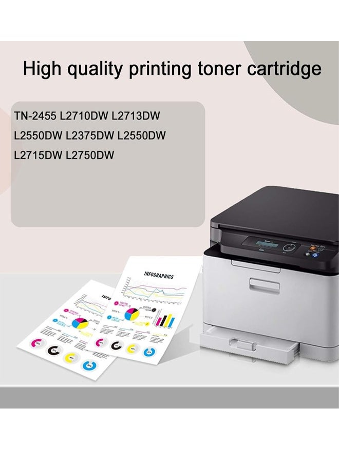 Office Maker TN-2455 Toner Cartridge TN2455 with Chip Compatible Replacement for  Brother L2710DW L2713DW L2550DW L2375DW L2550DW L2715DW L2750DW Toner Cartridges  - Image 2