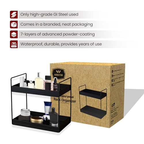 WonderStand 2-Tier Standing Spice Rack Storage Organizer, Bathroom Countertop Storage Shelf Cosmetic Organizer and Home/Kitchen Spice Rack - Image 4