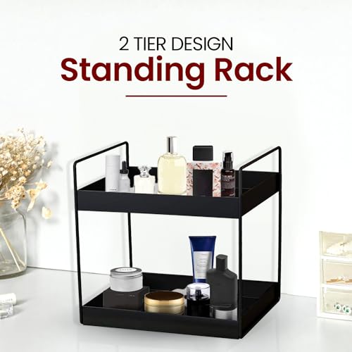 WonderStand 2-Tier Standing Spice Rack Storage Organizer, Bathroom Countertop Storage Shelf Cosmetic Organizer and Home/Kitchen Spice Rack - Image 2