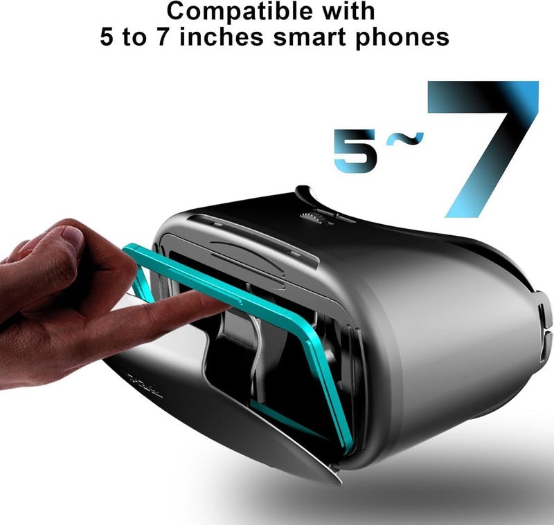 NALACAL نظارة VR ثلاثية الأبعاد لأجهزة iPhone و Android، نظارات واقع افتراضي قابلة للتعديل مع جهاز تحكم، متوافقة مع هواتف 5.0-7.0 بوصة، عدسات عالية الوضوح مضادة للضوء الأزرق، جلد PU مريح - مثالية للأفلام والألعاب المحمولة - Image 2