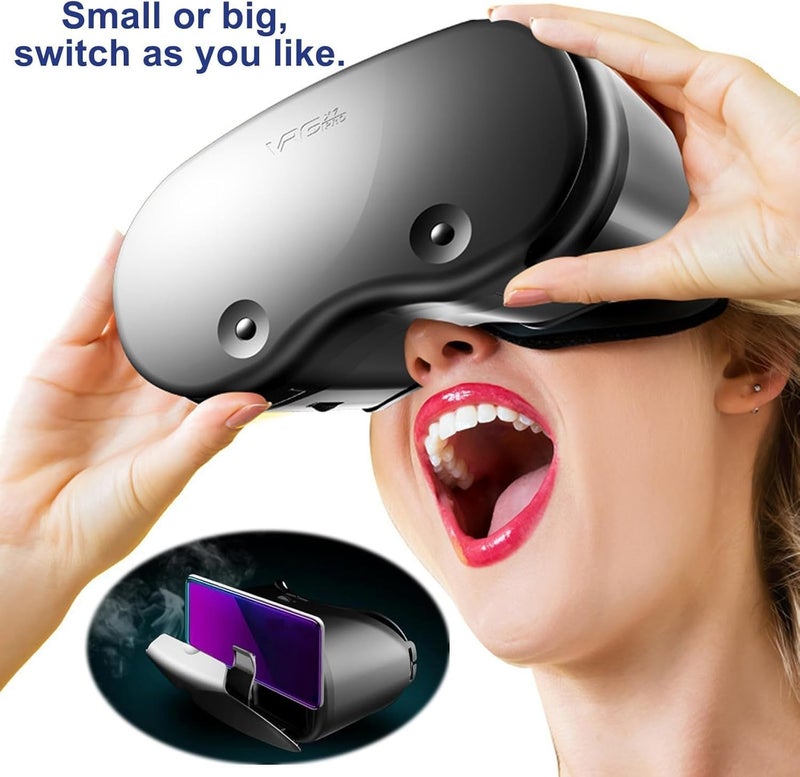 NALACAL نظارة VR ثلاثية الأبعاد لأجهزة iPhone و Android، نظارات واقع افتراضي قابلة للتعديل مع جهاز تحكم، متوافقة مع هواتف 5.0-7.0 بوصة، عدسات عالية الوضوح مضادة للضوء الأزرق، جلد PU مريح - مثالية للأفلام والألعاب المحمولة - Image 5